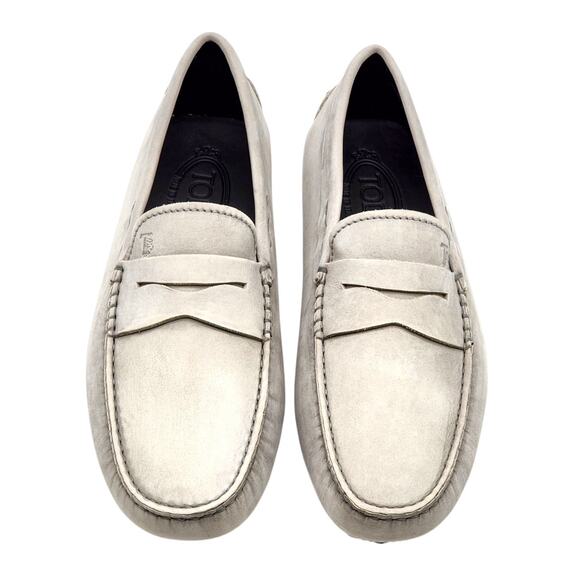Tod’s City Gommino Suede Driving Loafers Light Gray UK 6 US 7.5 - New $695 main image 6
